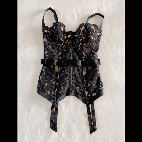 Victoria's Secret Other - Black Lace Bustier Corset with Nude Lining - Women's Intimates